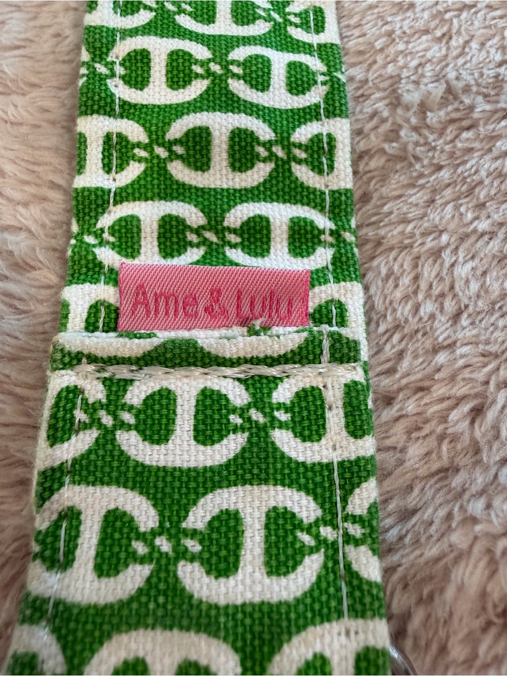 Ame and Lulu Green Patterned Women's Fabric D-Ring Belt - Picture 2 of 3